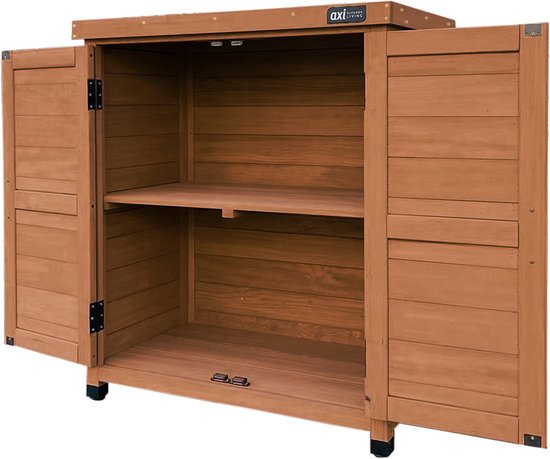 Armoire de rangement en bois AXI Felix – Armoire de jardin en bois certifié FSC – Système de fermeture magnétique – Pieds réglables – 80 x 45 x 93 cm – Marron café