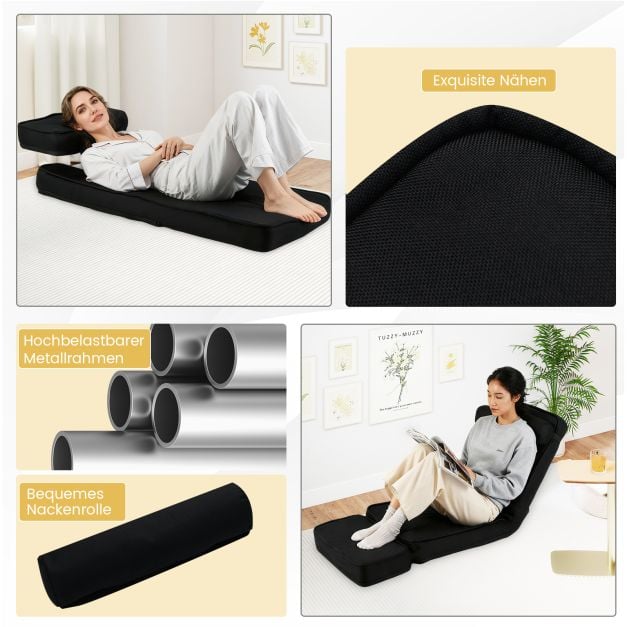 Chaise pliante Coast – 5 positions de réglage – 84 x 50 x 67 cm – Noir