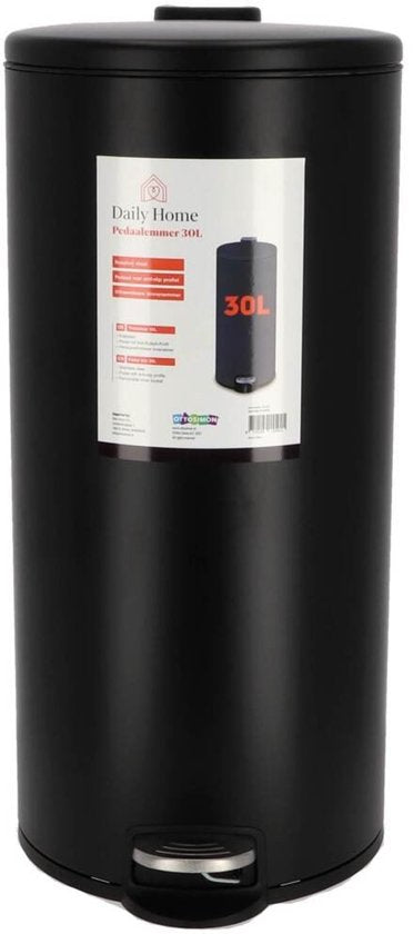 Poubelle à pédale Daily Home 30 litres, noire - poubelle de cuisine