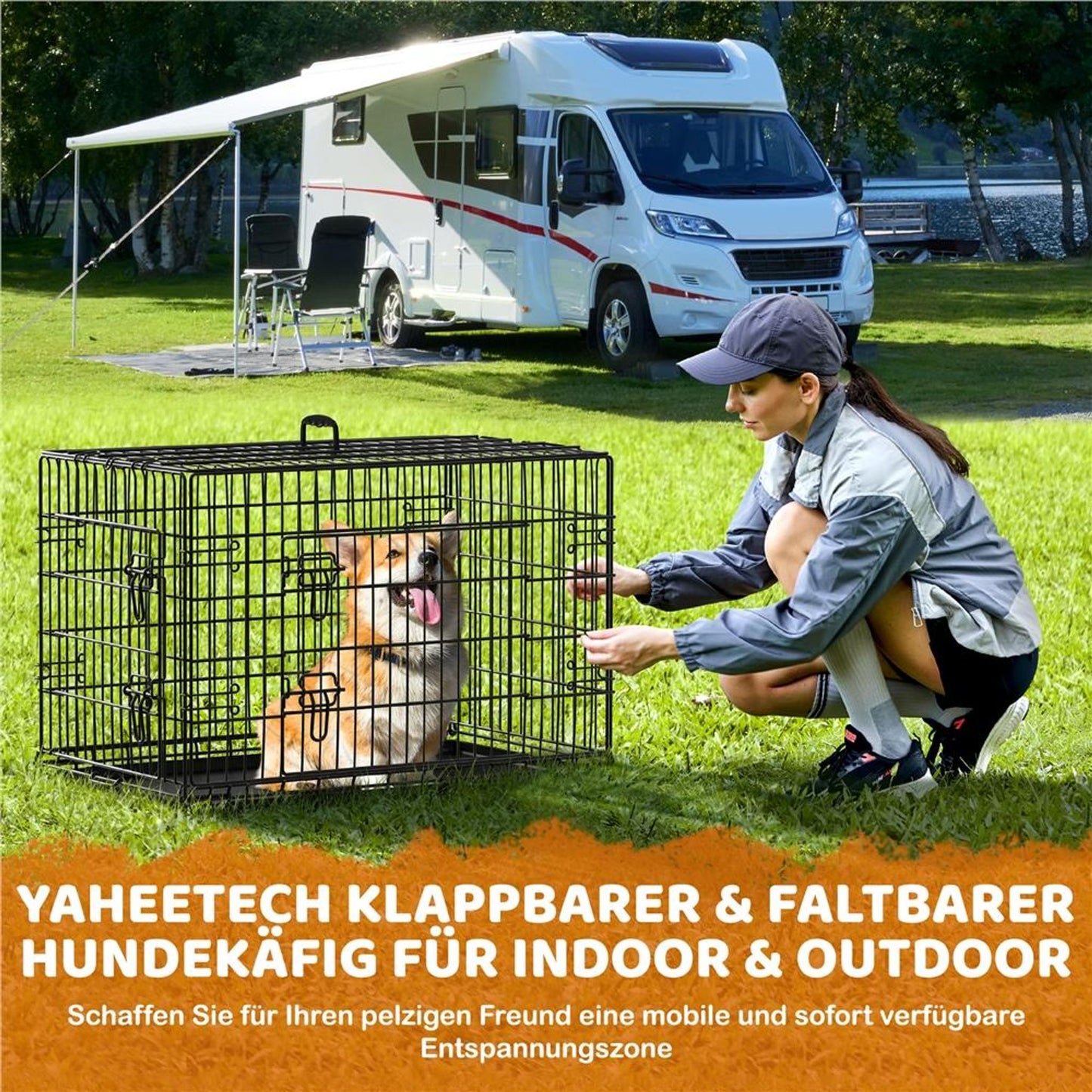 Cage pliable pour chien Yaheetech 90 x 56 x 63 cm - Noire - Avec cloison, tiroir de fond et 2 portes