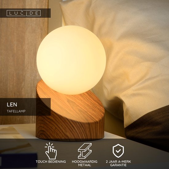 Lucide LEN - Lampe de table - Ø 10 cm - 1xG9 - Aspect bois foncé - Japandi