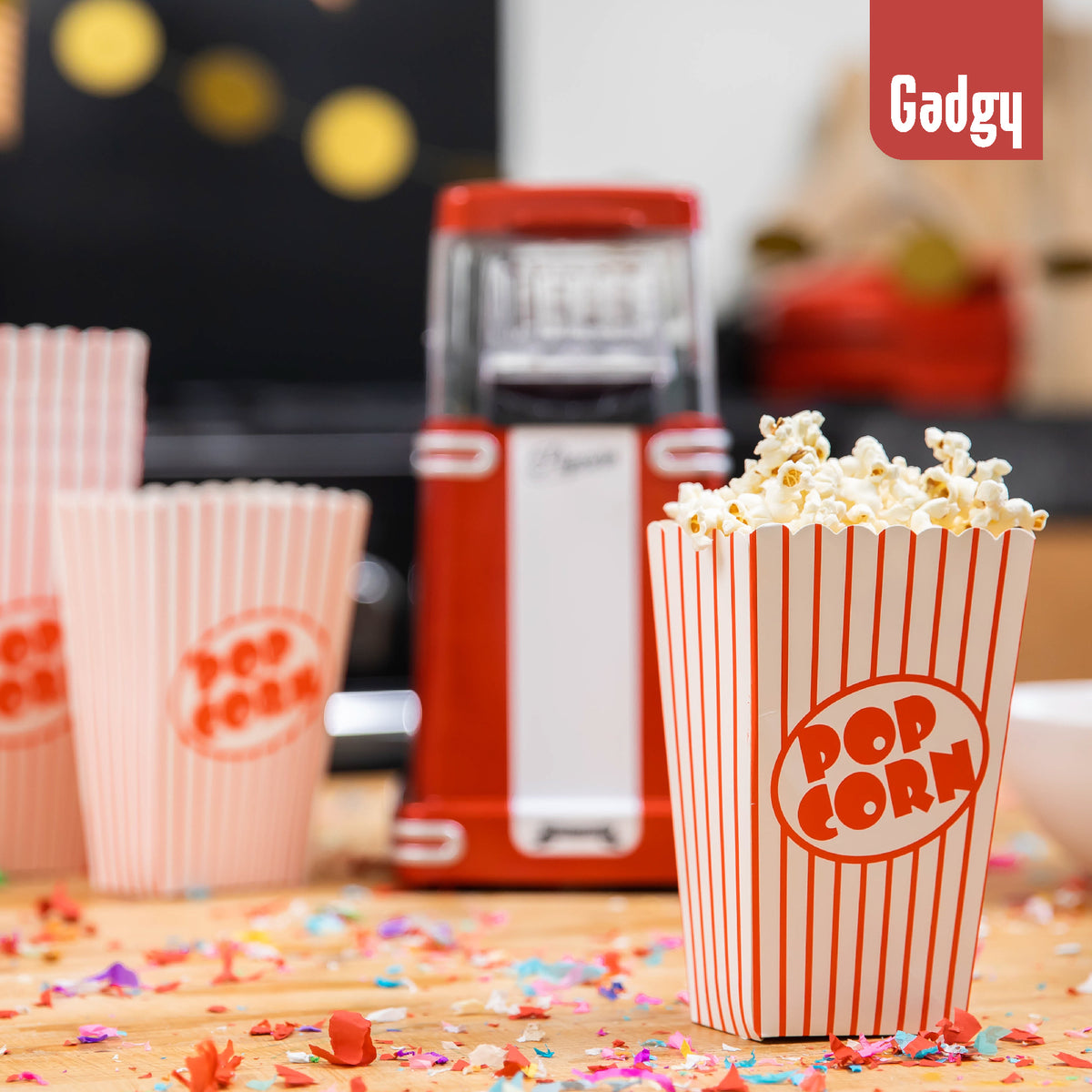 Gadgy Popcorn Machine Retro - Hete Lucht Popcorn Maker- 26,5 x 14 CM - Funcooking voor Party & Kids