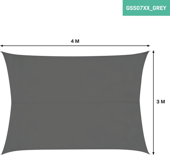 VONROC Premium Shade Cloth - Bâche - Rectangle - 400x300 cm - Imperméable - Gris - Sac de rangement et cordon de fixation inclus