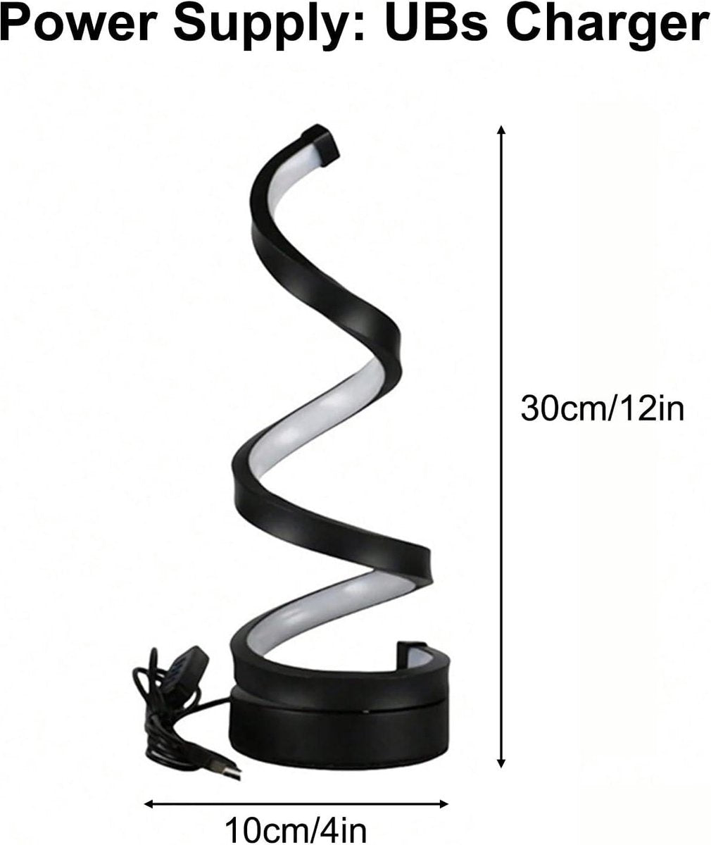 NEXXT - Lampe de table LED Spiral - Alimentation USB - Dimmable - 3 couleurs de lumière - Design minimaliste - Table de chevet / Bureau - Noir