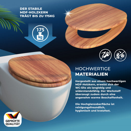 Wc bril - Deksel Sluitingsmechanisme Toiletzitting - MDF Hout