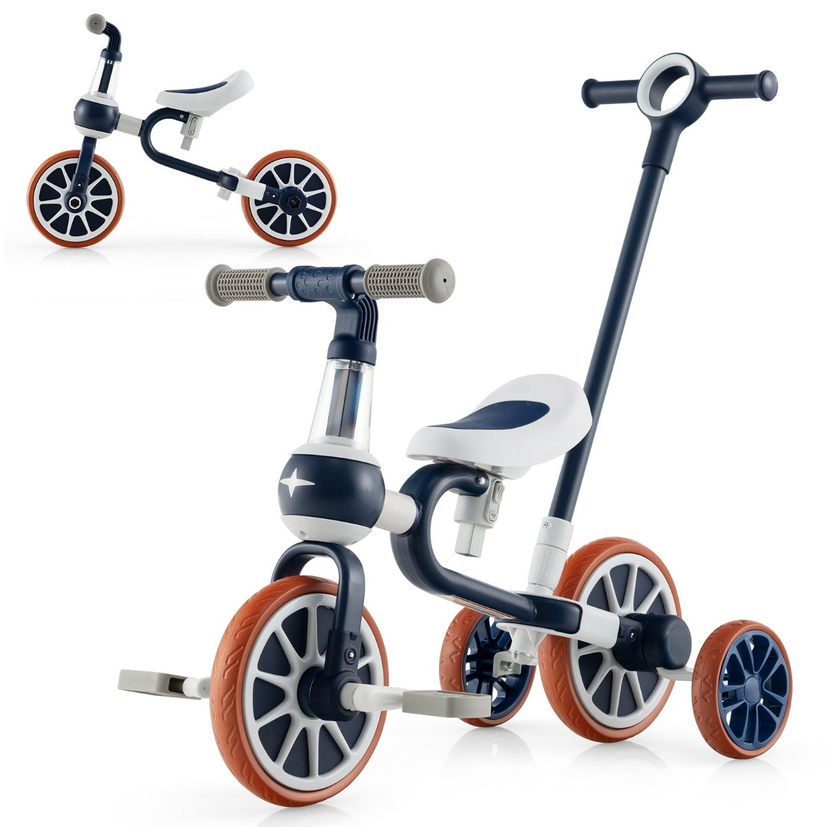 Coast Roue pour enfants Roue 4-en-1 avec poignée coulissante pour les parents 37 x 72 x 101 cm Marine