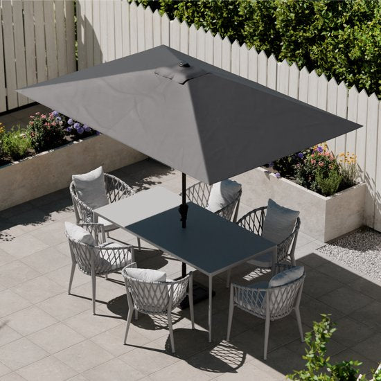 LifeGoods Parasol - Jardin - 200x300cm - 30° inclinable - Imperméable - UPF50+ - Gris foncé