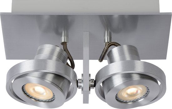 Spot de plafond Lucide LANDA - LED « Dim to warm » - GU10 - 2 x 5 W 3000 K/2200 K - Chrome mat