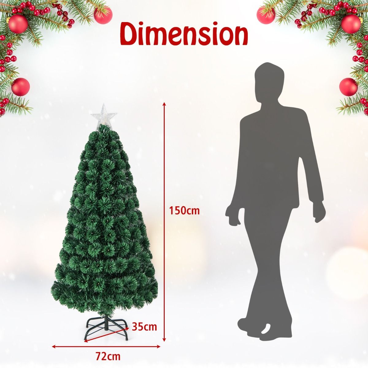 Coast Artificial Christmas Tree - 150 cm - Vert - 170 LED - Avec étoile et 8 niveaux de lumière