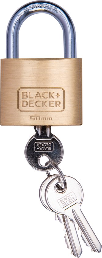 BLACK+DECKER Cadenas avec clé - 50mm - 3 clés incluses - Serrure en laiton massif