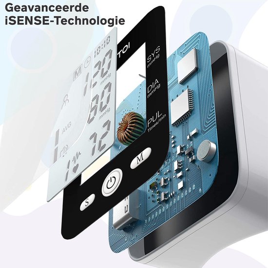 Bintoi® BXE100 - Tensiomètre de poignet - Cardiofréquencemètre - Rechargeable par USB - Étui de rangement inclus - 2 utilisateurs