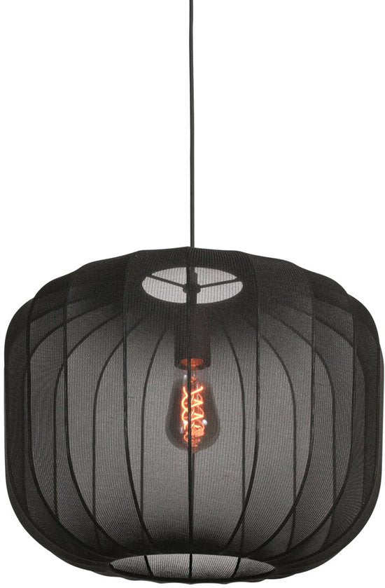 Anne Lighting - suspension - Sable - noir - lin et métal - Ø 45 cm - E27 - 4191ZW