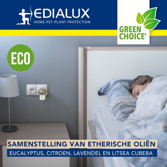 Diffuseur Edialux Citronnelle avec recharge, mélange de 4 huiles essentielles, recharge incluse, sans danger pour les enfants, favorise le sommeil, 45 nuits de repos ininterrompu, écologique et sans produits chimiques.