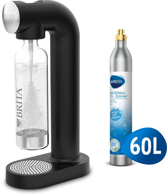Machine à eau gazeuse Brita SodaONE noire - avec 1 bouteille de CO₂ et 1 bouteille Soda