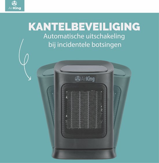 AirKing Réchaud électrique - Réchaud céramique compact avec écran tactile - Ventilateur de réchaud 2 étages 900 et 1800 watts - Protection contre l'inclinaison - Portable