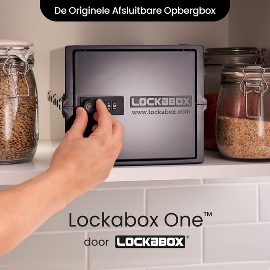 Lockabox One™ Boîte de rangement avec serrure à chiffres - Armoire à pharmacie verrouillable - Coffre-fort en polycarbonate - Résistant au réfrigérateur et au congélateur - 10,5 litres - 31 x 21 x 17 cm.