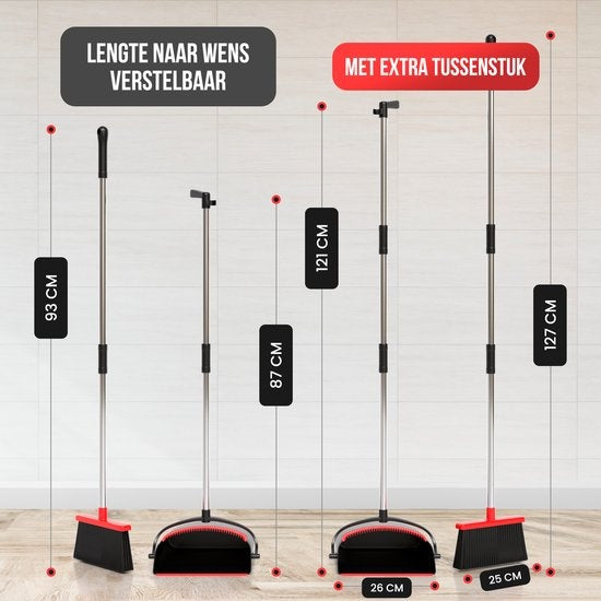 Pelle et brosse - Strex - avec long manche - réglable 87-127cm - dents de nettoyage intégrées