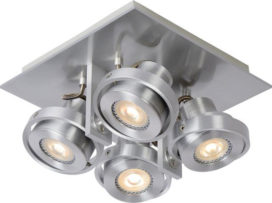 Spot de plafond Lucide LANDA - LED à intensité variable vers une lumière chaude - GU10 - 4x5 W 3000 K/2200 K - Chrome mat