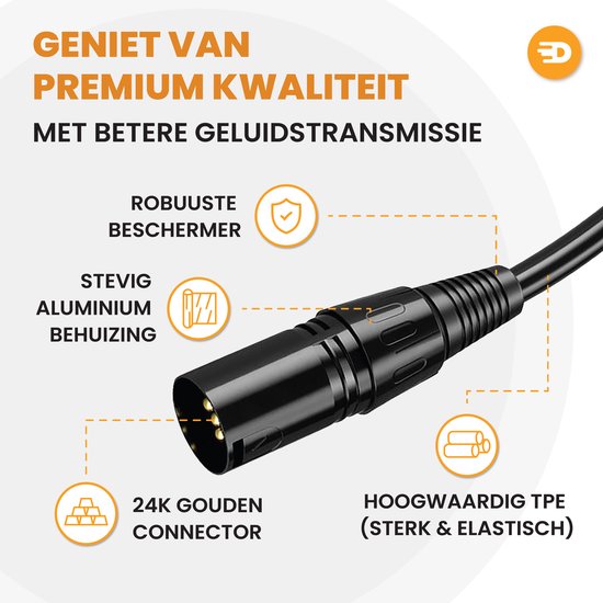 Drivv. Premium XLR Cable - Câble pour microphone - Mâle vers femelle 3 broches - 2 mètres