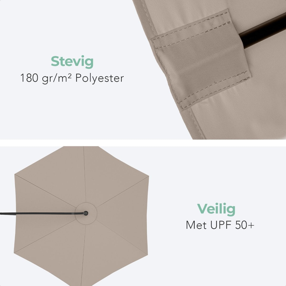 LifeGoods Parasol flottant - jusqu'à 8 personnes - Ø300cm - imperméable - avec housse et base en croix - jardin ou plage - Crème
