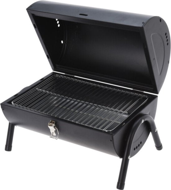 Barbecue au charbon de bois - Forme cylindrique - Modèle de table - Noir mat