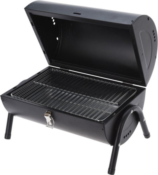 Barbecue au charbon de bois - Forme cylindrique - Modèle de table - Noir mat