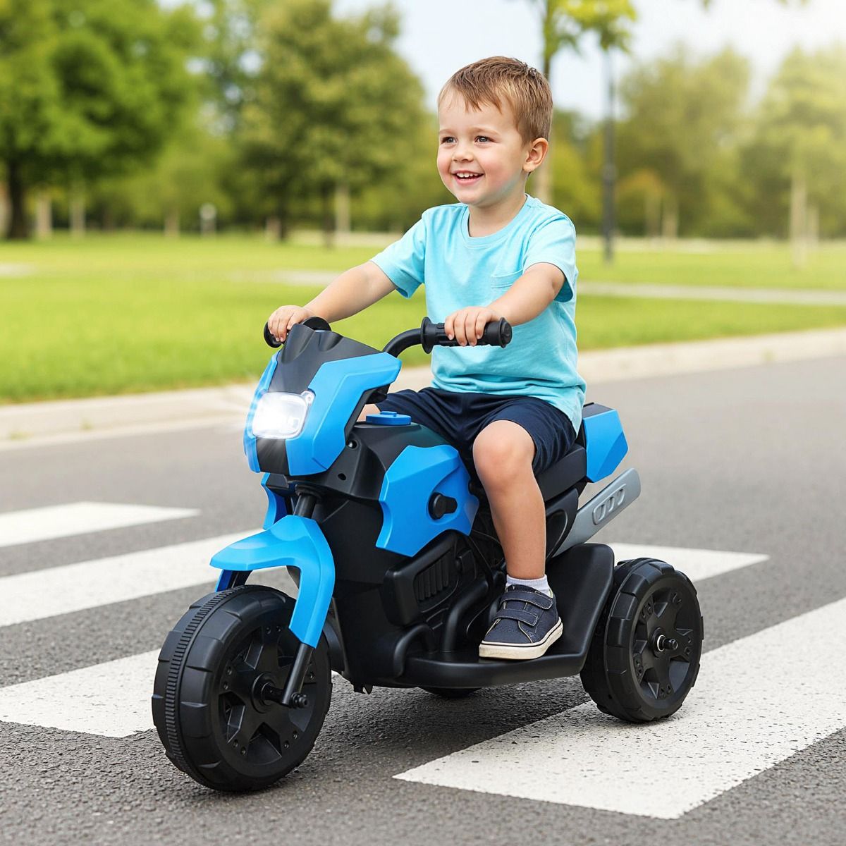 Vélo électrique pour enfants Coast 6 V - 69,5 x 32 x 47,5 cm - Bleu marine