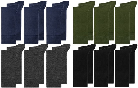Milanoro - 12 paires de chaussettes en bambou doux pour femmes et hommes - Couleurs foncées - 39-42
