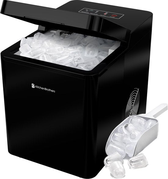 KitchenBrothers - 2.1L - Machine à glaçons - 15kg/24 heures - Portable - Machine à glaçons - Fonction auto-nettoyante - Noir