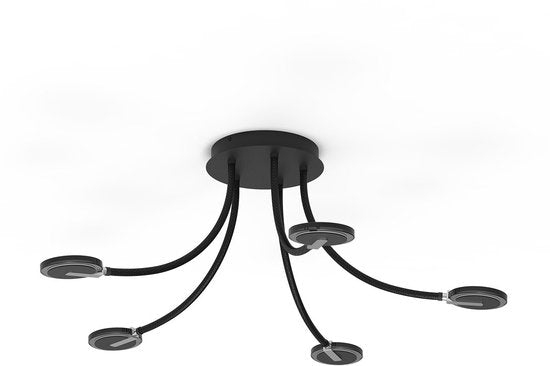 Plafonnier Turound 3376ZW Noir - Orientable et inclinable, en verre et métal, Ø 91,5 cm, Steinhauer