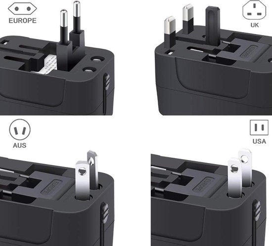 Adaptateur Universel avec 2 ports USB à charge rapide - Northwall - Prise de voyage internationale pour plus de 150 pays - Angleterre, Amérique, Afrique du Sud, USA, Italie, Royaume-Uni, Australie, Inde, ...