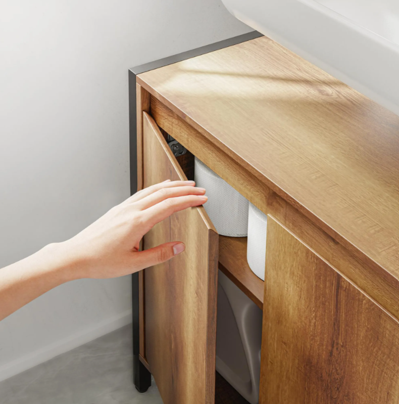 Meuble sous-lavabo SoBuy 90 x 30 x 60 cm - Marron/Noir - 2 portes - 3 étagères