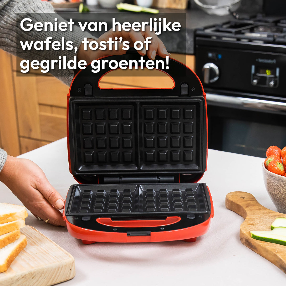 Gadgy 3 in 1 Tosti Apparaat - Wafelijzer - Grill Apparaat - Verwisselbare Platen - Tosti ijzer - Croque Monsieur Toestel - Sandwich Maker - 750 Watt
