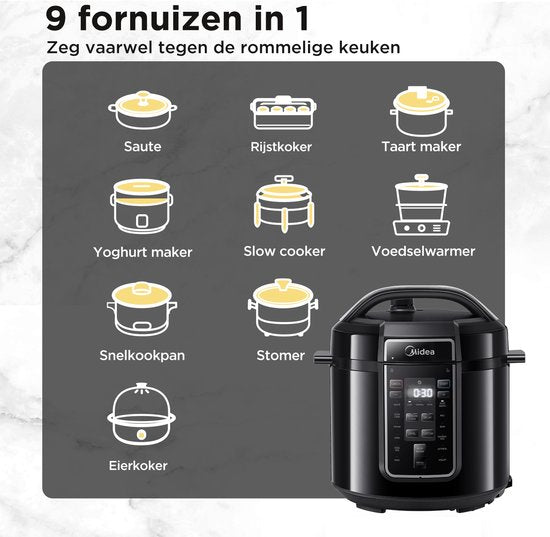 Autocuiseur Midea - MY-CS6037WP - 13 programmes - capacité de 6 L - 9 niveaux de sécurité