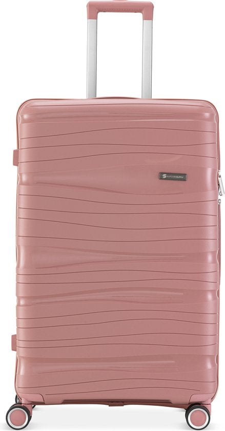 SKYCASES Travelin' Charm - Valise de voyage moyenne 24 pouces - Serrure numérique - 41x24x69 cm - 68L - Légère, imperméable et durable - Rose
