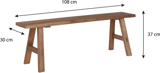 Petit banc en bois Mica Decorations Bold - L 108 x l 20 x H 37 cm - Bois recyclé - Marron