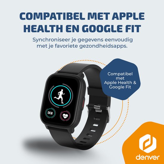 Montre connectée Denver - GPS - Cardiofréquencemètre - 100 modes sportifs - Oxymètre de pouls - Fonction téléphone complète - SWG155 - Noir