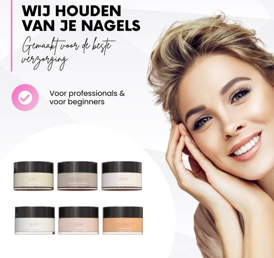 Moods Gellac - Kit de démarrage de poudre à tremper - The Nude - 6 couleurs - Pack de démarrage pour ongles acryliques - Dip Nails