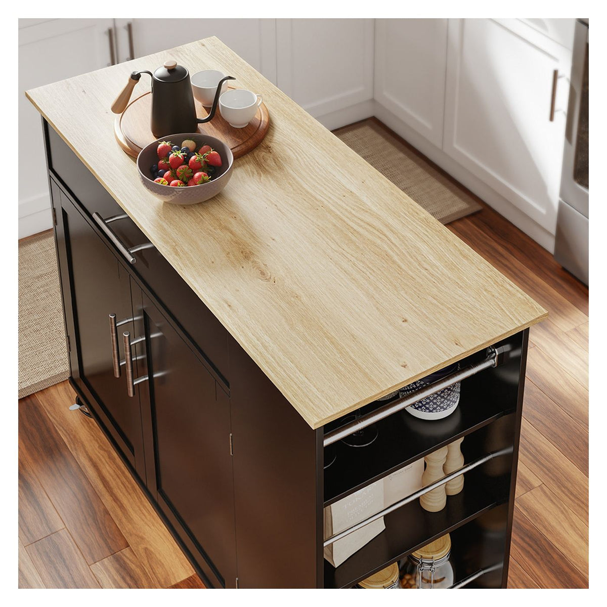 Chariot de cuisine SoBuy 99 x 40 x 84,3 cm - Noir - 2 portes - 1 tiroir - 4 roulettes