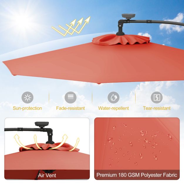 Coast 300 cm parasol orange avec télécommande - solaire - 32 LEDs