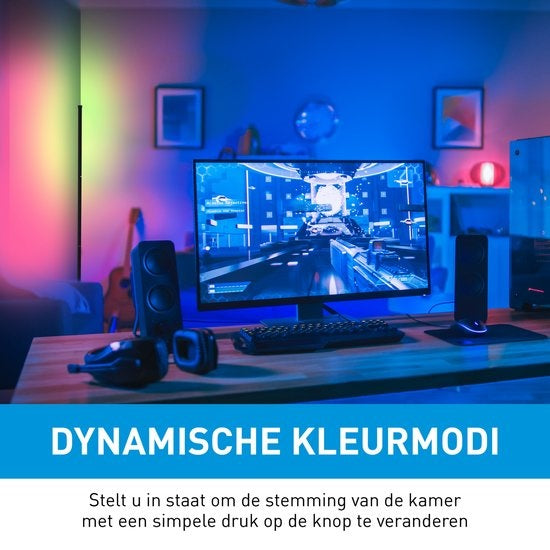 Lampe de sol à LED - Grundig - Lampadaire - 140cm - Dimmable RGBW et lumière blanche - Incl. télécommande et détecteur de musique
