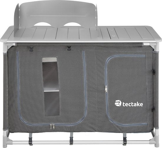 tectake - Cuisine de camping cuisine de camping - avec pare-brise et compartiments de rangement - 116x52x107cm - 402920