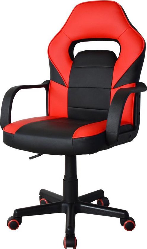 Chaise de jeu Thomas junior - chaise de bureau gaming - réglable en hauteur - rouge noir