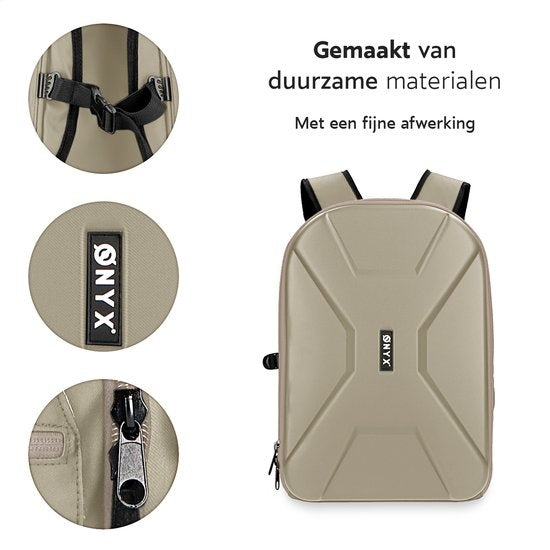 ONYX Sacoche pour appareil photo avec compartiment pour ordinateur portable - Sac à dos pour appareil photo reflex - Résistant aux éclaboussures - Drones - Sac de voyage rigide - Beige