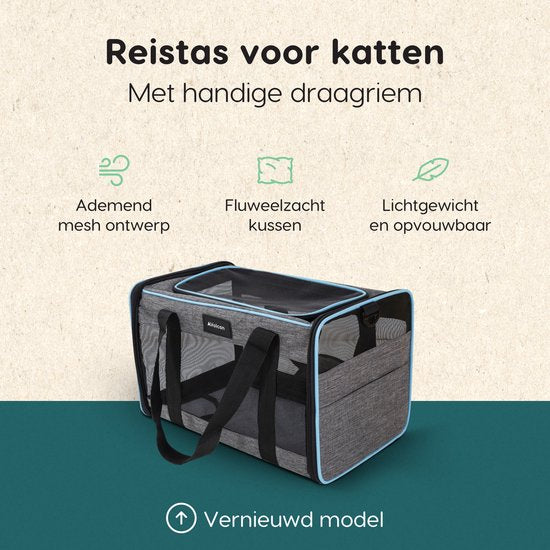 Volcan Travel Bag Cat - Panier de voyage en coton - Sac de transport pour chat ou petit chien - Panier de voyage pour chat - Gris