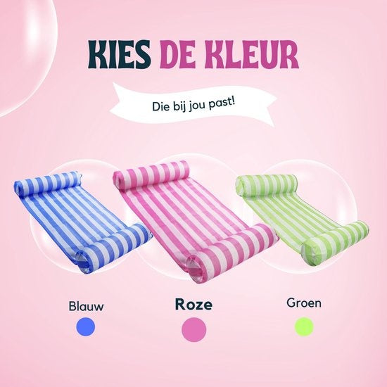 Travelly - Luxe Waterhangmat - Hangmat - Luchtbed - Luchtmatras Zwembad - Waterspeelgoed - Water hangmat - Roze