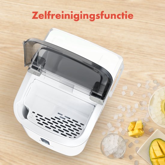 KitchenBrothers Nugget Ice Cube Maker - 1.1L - Machine à glace pilée avec pelle à glace - Portable - 15kg/24 heures - Blanc
