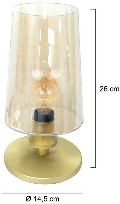 Lampe de table Ancilla 3103ME en laiton, douille E27, allumage/extinction par effleurement - Design classique de Steinhauer - Fabriquée en métal, verre et composants électroniques - Cordon de 180 cm - Pour usage intérieur