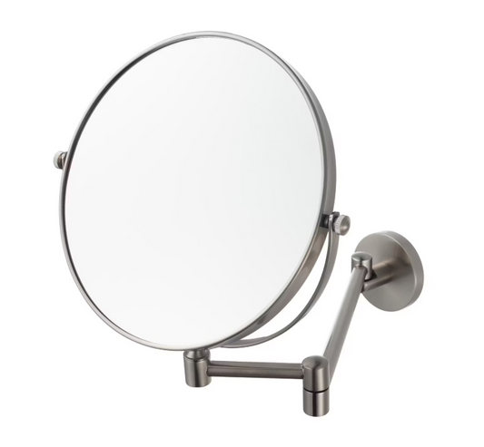 Aqualux - Miroir de rasage mural - 20 cm de diamètre et grossissement 3x - avec bras pivotant réglable et miroir en verre double face - pour la salle de bains et le rasage - métal chromé et verre