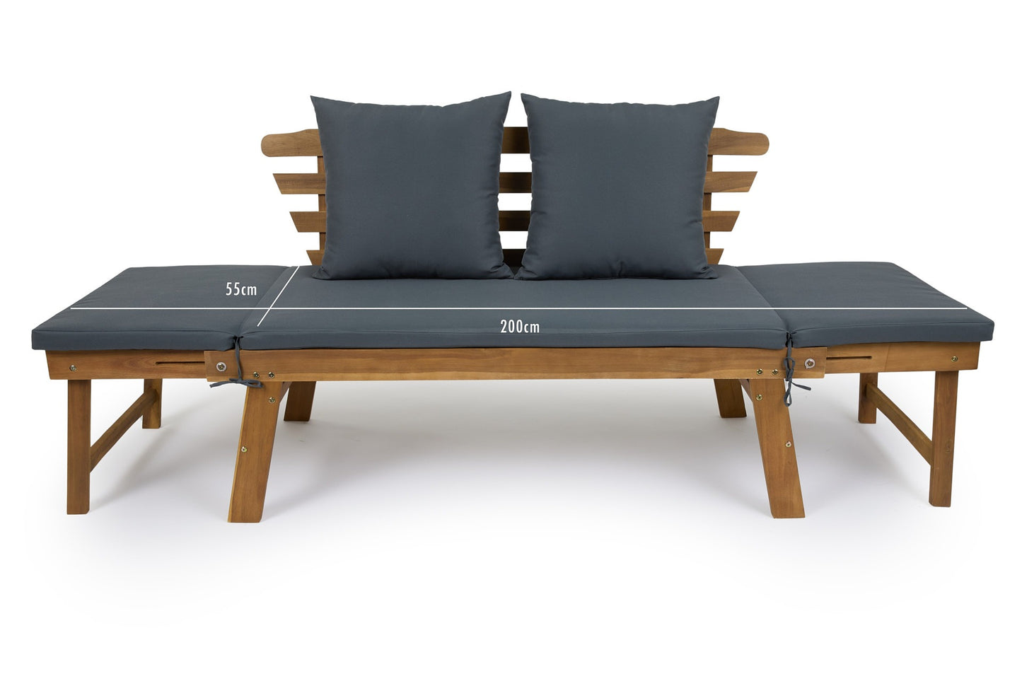 Lifa Garden Banc de jardin avec fonction allongée - Coussins inclus - 2 personnes - Max. 220 kg - 130 x 68 x 78 cm - Anthracite